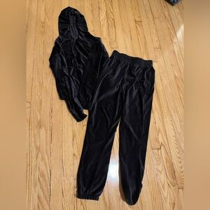 Two piece velvet hoodie and jogger set